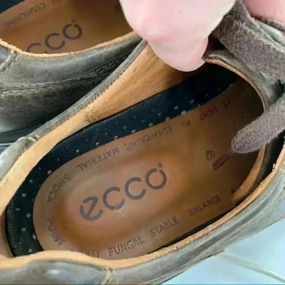 Ecco mens Oxfords size 45 11.5 brown leather lace up comfort orthopedic walking